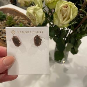 Kendra Scott drusy stud earrings. Brown/copper/rose gold color